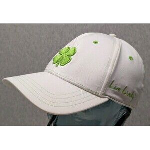 Black Clover TPC River Highlands-Fit Hat S/M White Green Live Lucky Golf Cap